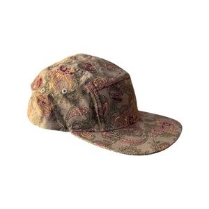 Pit Bull Paisley Floral 5 Panel Camper Hat Tan Pink Cotton Strapback